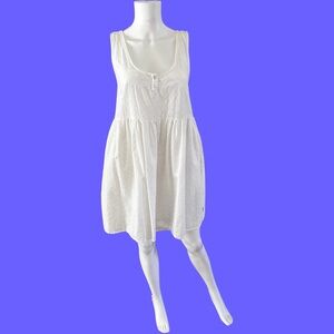 White mini eyelet, Summer baby doll style dress, size, medium cotton